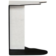 Modern Raw Side Table in Calacatta Bianco Marble Handcrafted by Greenapple