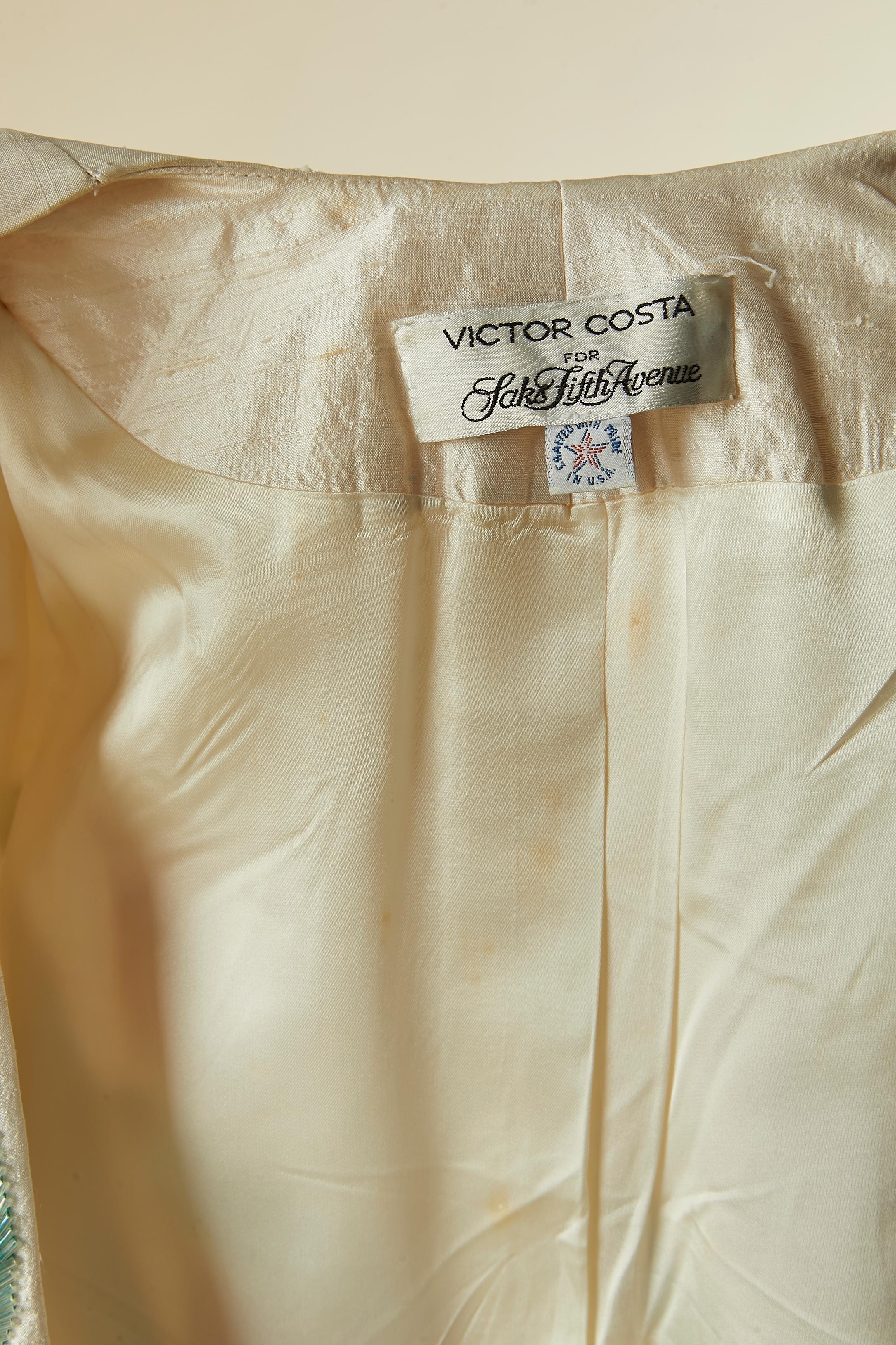 Giacca da sera in seta grezza con perline e paillettes VICTOR COSTA per Saks Fifth Av in vendita 3