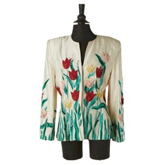 Raw silk evening jacket with beadwork and sequin VICTOR COSTA for Saks Fifth Av