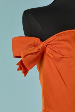 Robe de soirée bustier en soie grège orange CHRISTIAN DIOR