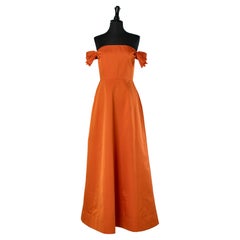 Robe de soirée bustier en soie grège orange CHRISTIAN DIOR