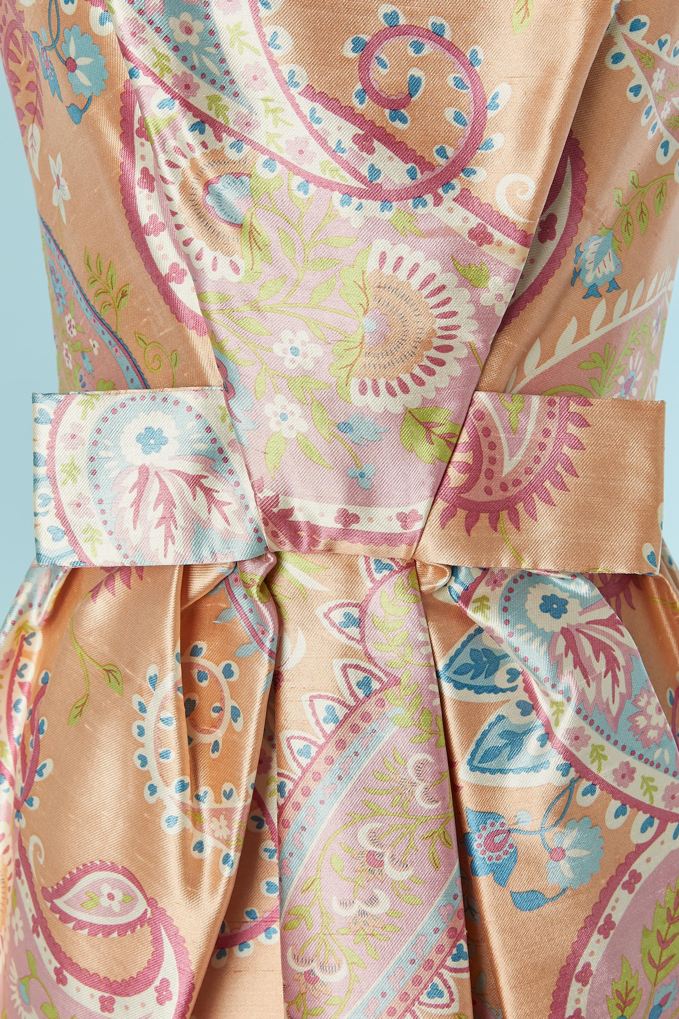 Vestido de cóctel estampado sin mangas de seda cruda CHRISTIAN DIOR Crucero 2008 Beige en venta