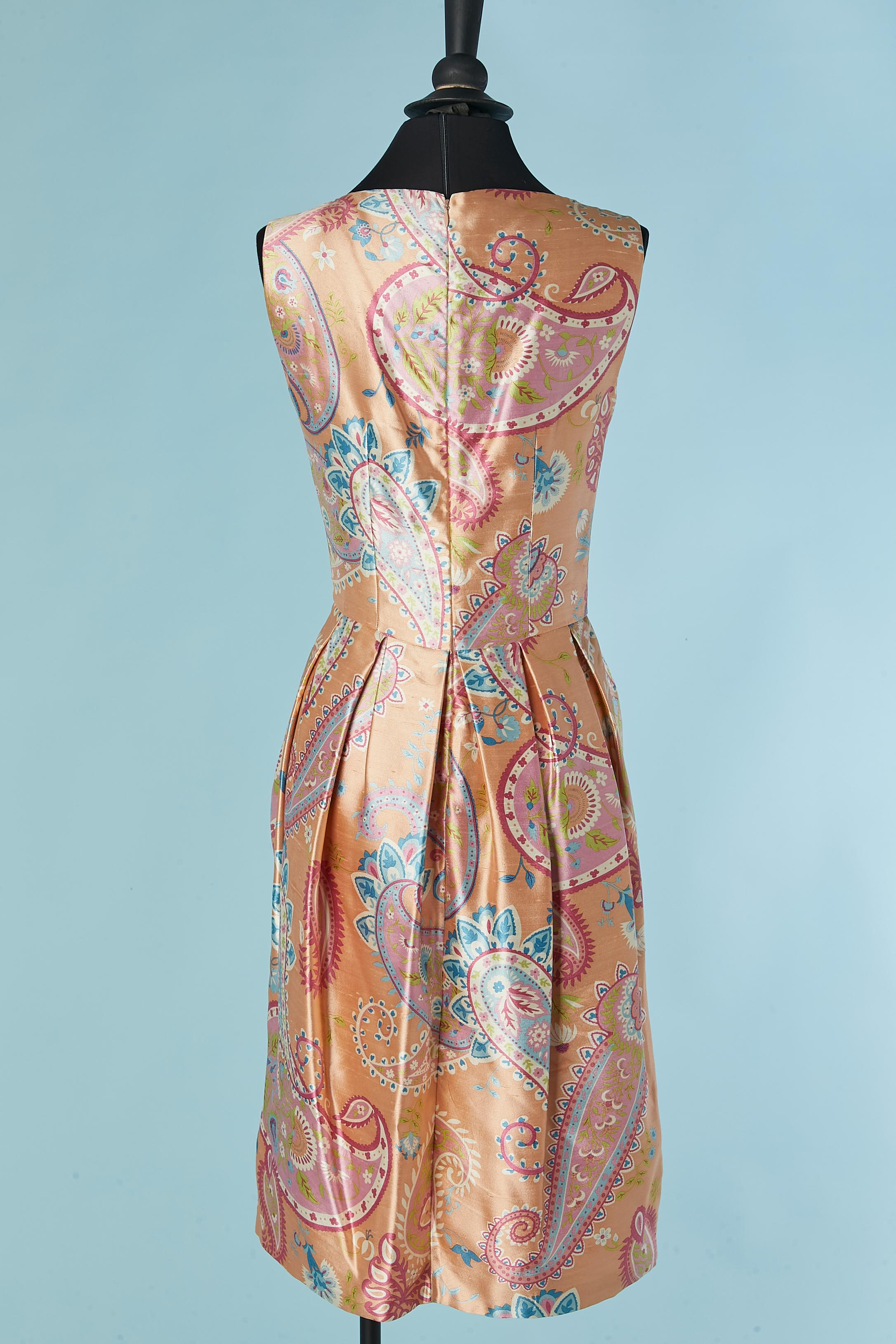 Vestido de cóctel estampado sin mangas de seda cruda CHRISTIAN DIOR Crucero 2008 en venta 1