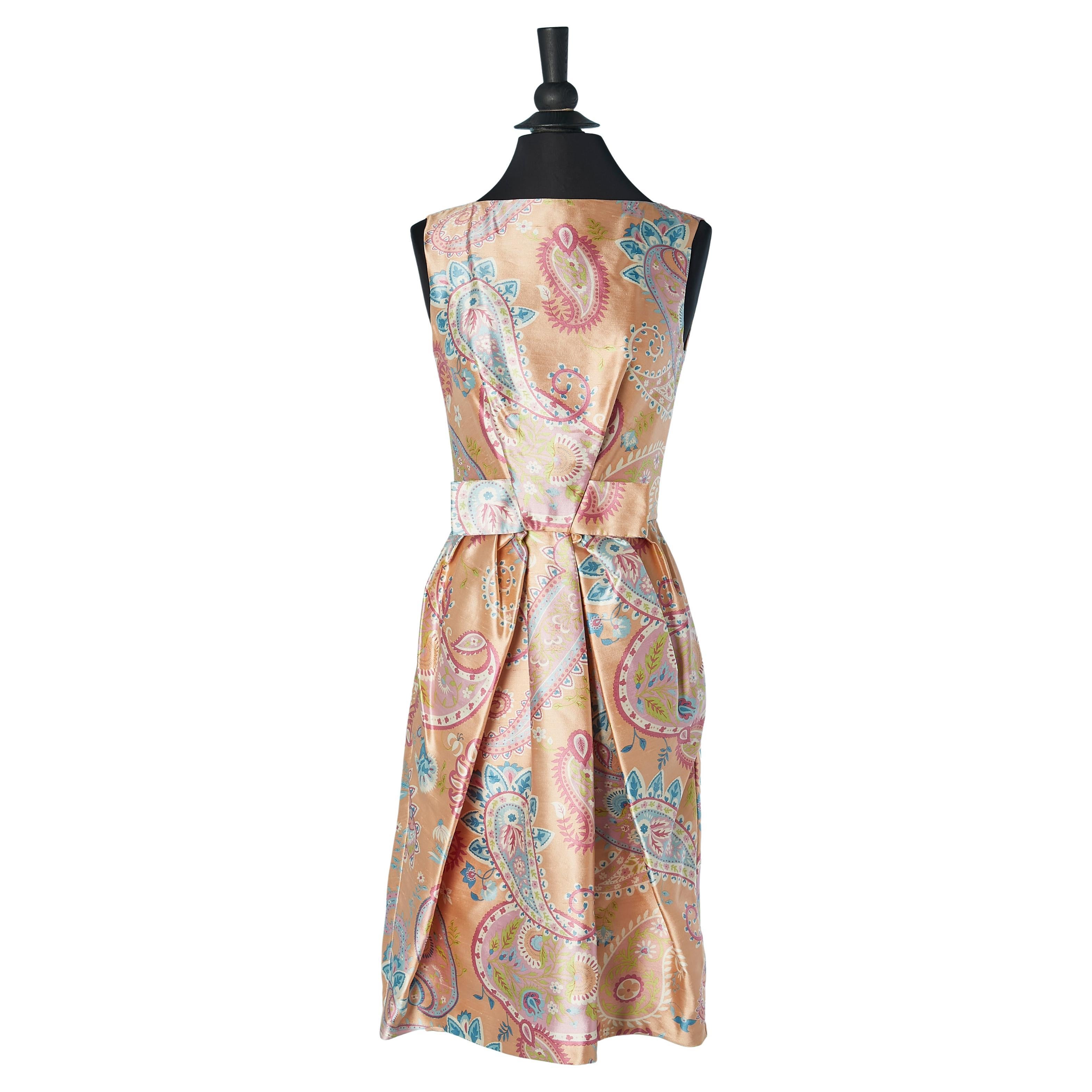 Vestido de cóctel estampado sin mangas de seda cruda CHRISTIAN DIOR Crucero 2008 en venta