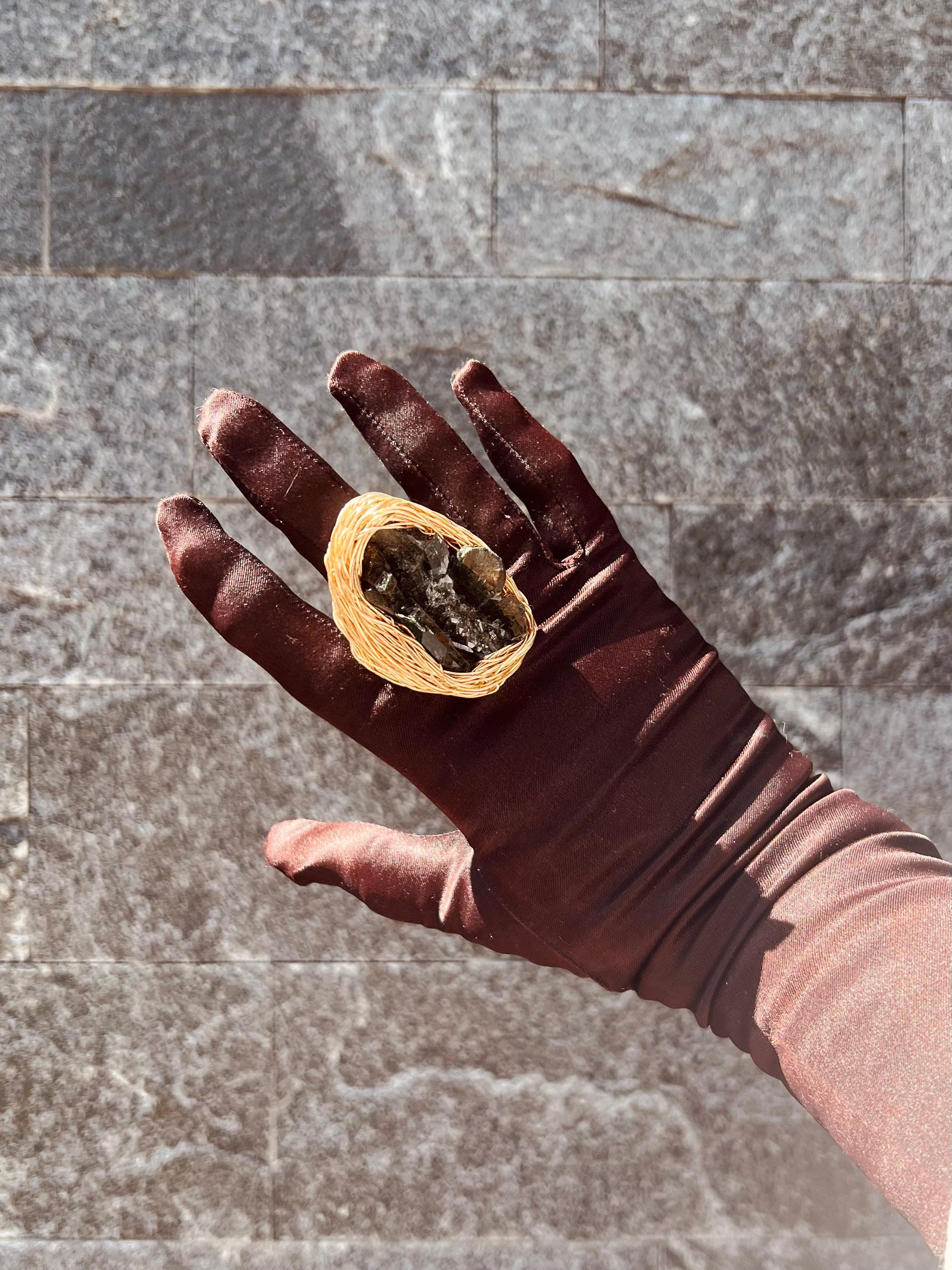Raw Smoke Quartz one-of-a-kind Cocktail and Statement Ring by the Artist For Sale 6