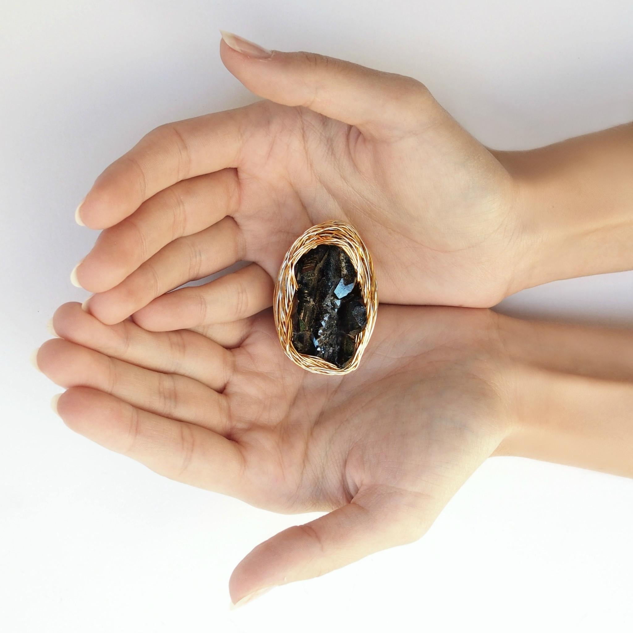 Raw Smoke Quartz one-of-a-kind Cocktail and Statement Ring by the Artist For Sale 2