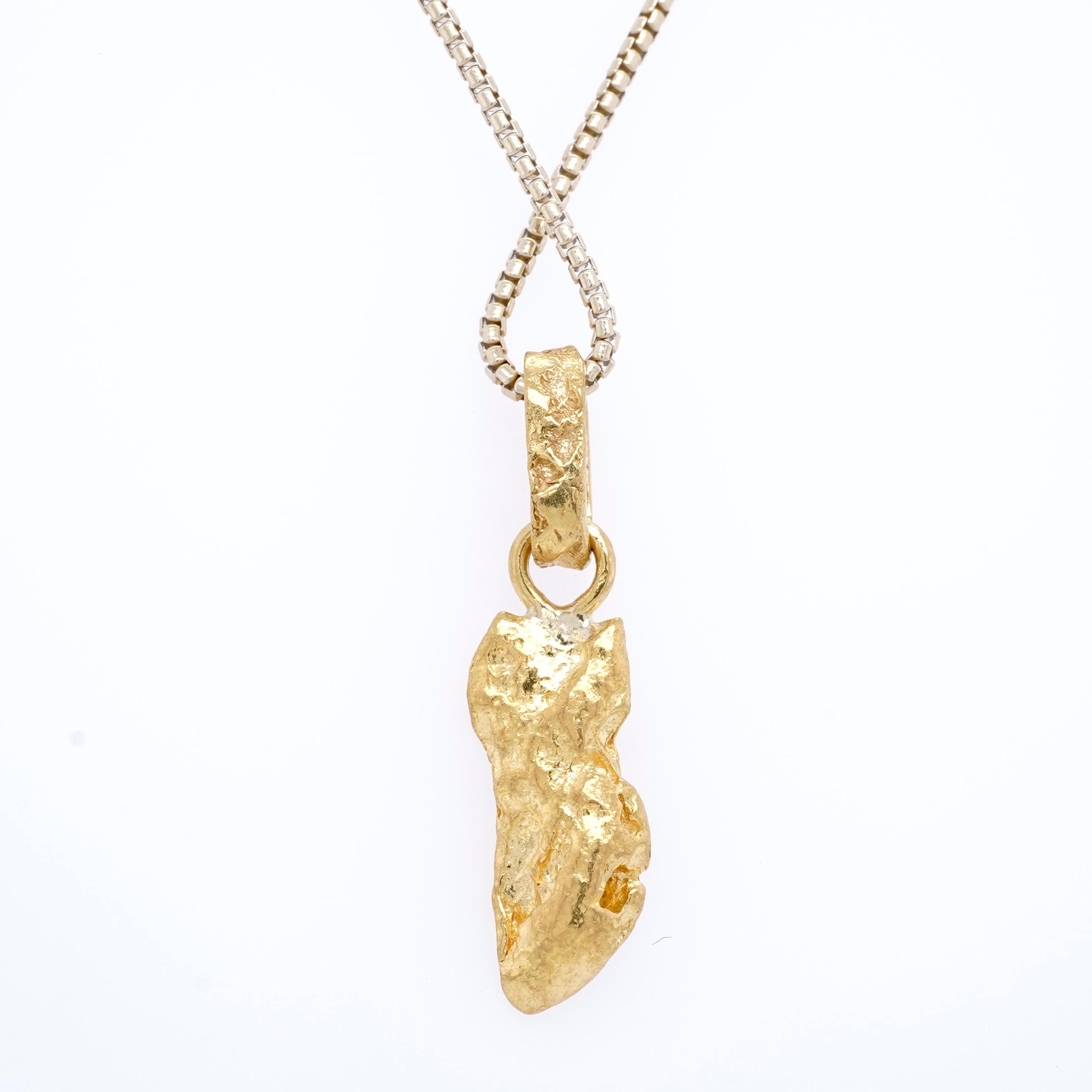 Raw, Solid, 24k Yellow Golden Nugget Pendant, 3.9 Grams from Australia For Sale 3