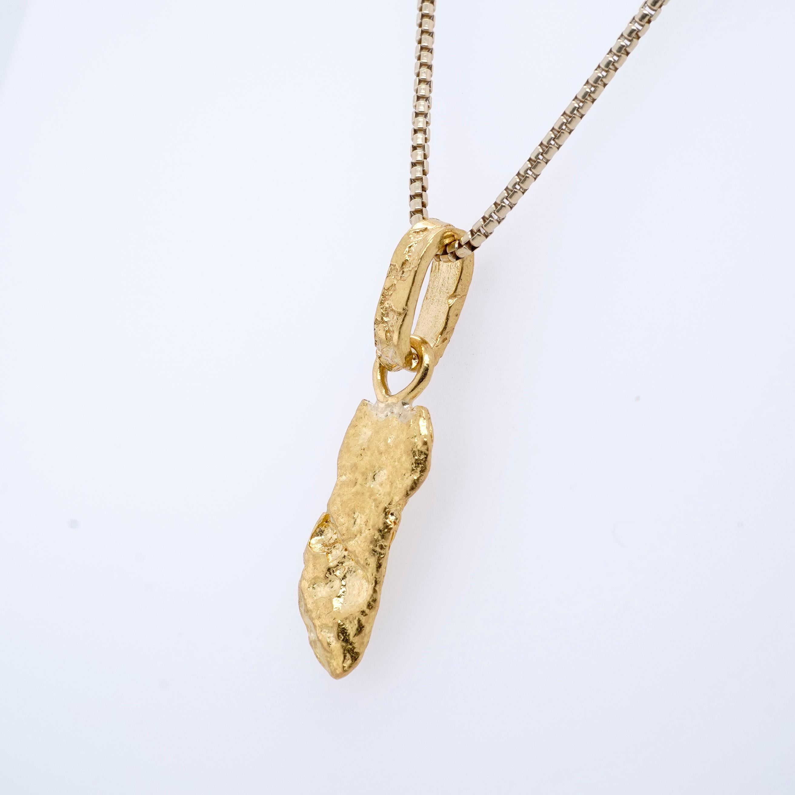 Raw, Solid, 24k Yellow Golden Nugget Pendant, 3.9 Grams from Australia For Sale 1