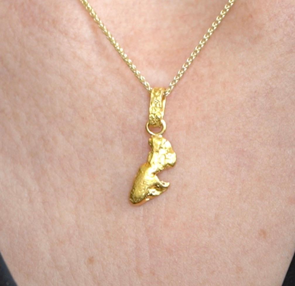 Raw, Solid, 24K Gold Nugget Pendant, 4.2 grams of 24K Gold, by Gold Nugget Exports of Australia, comes with 16