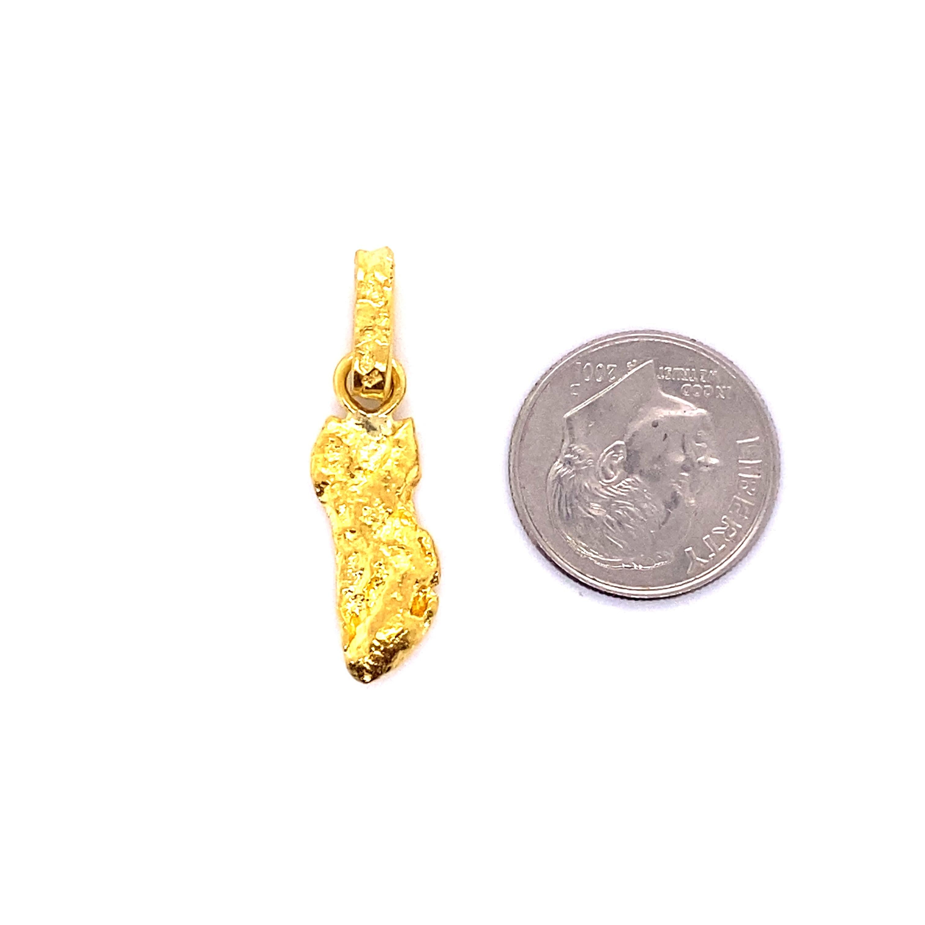 Byzantine Raw, Solid, 24k Yellow Golden Nugget Pendant, 3.9 Grams from Australia For Sale