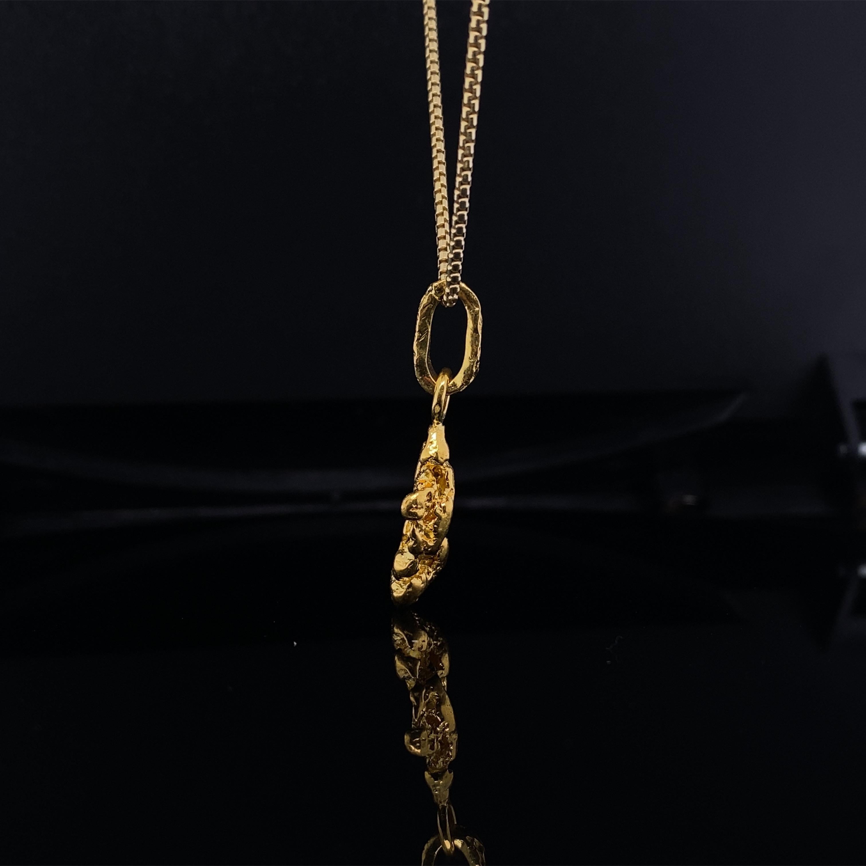 Pendentif en forme de pépite d'or jaune 24 carats brut, 5,1 grammes, d'Australie 2