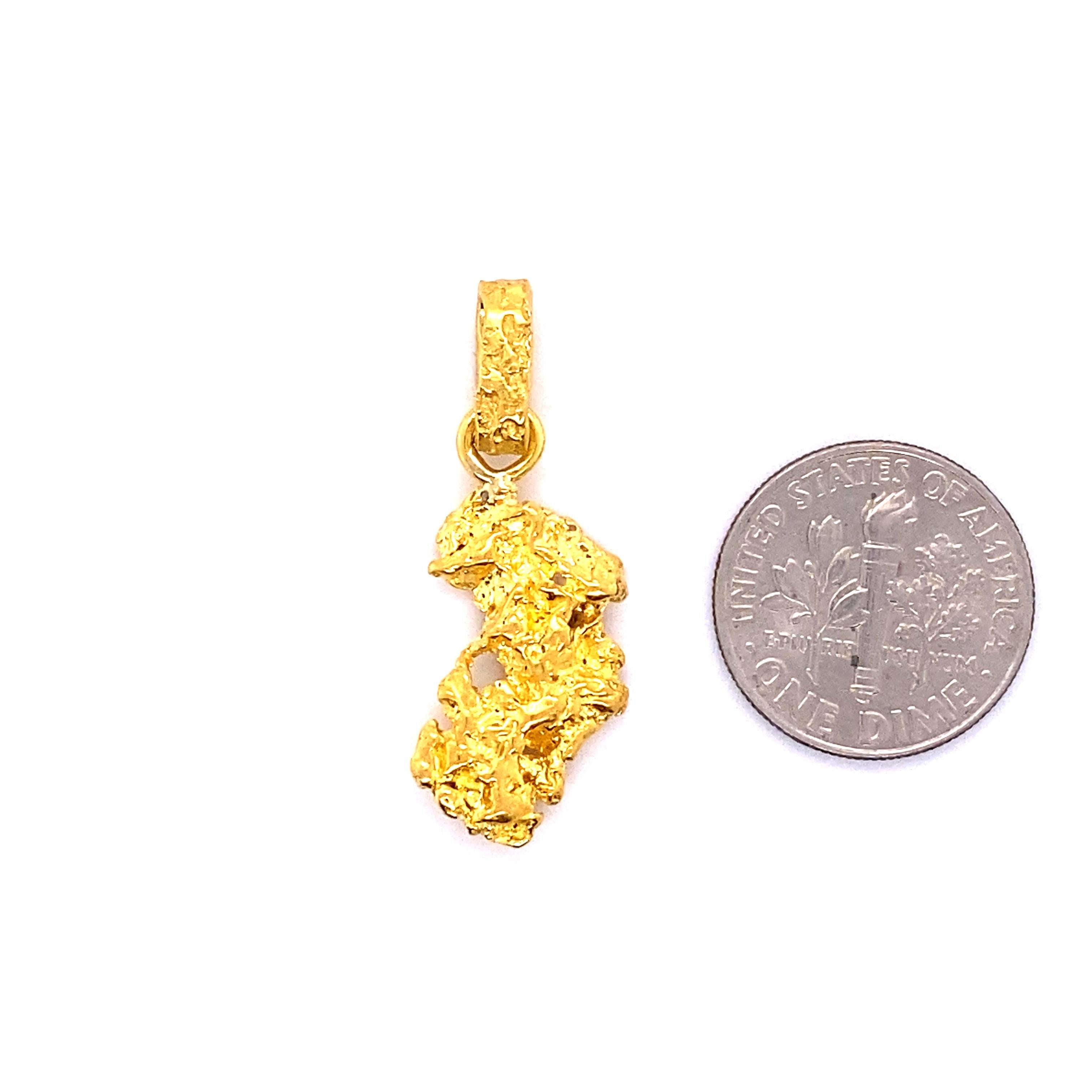  Pendentif en forme de pépite d'or jaune 24 carats brut, 5,1 grammes, d'Australie Unisexe 