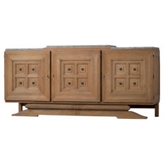 Raw Solid Art Deco Oak Cabinet, France, 1940s