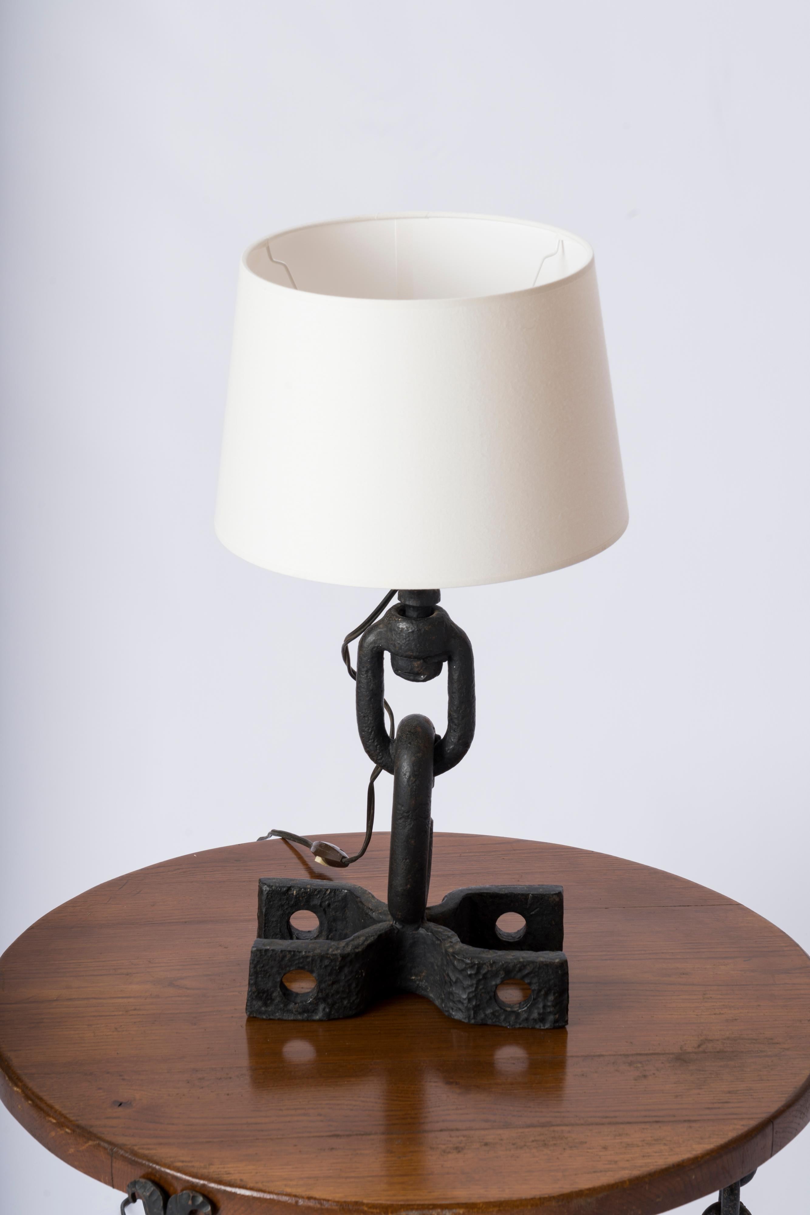 Raw Solid Ironwork Table Lamp - France 1970's  For Sale 3