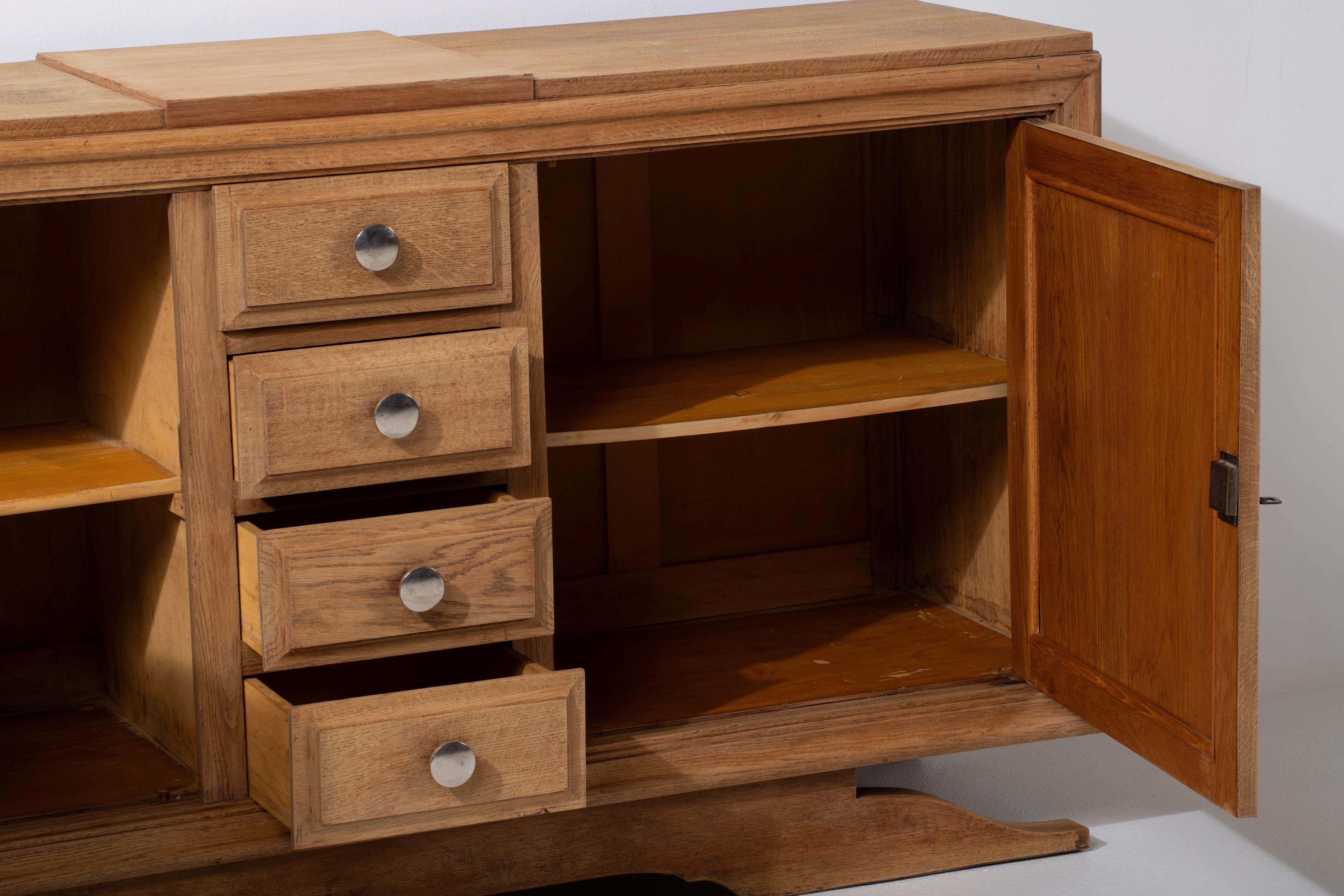 Raw Solid Oak Cabinet, France, 1940s For Sale 7