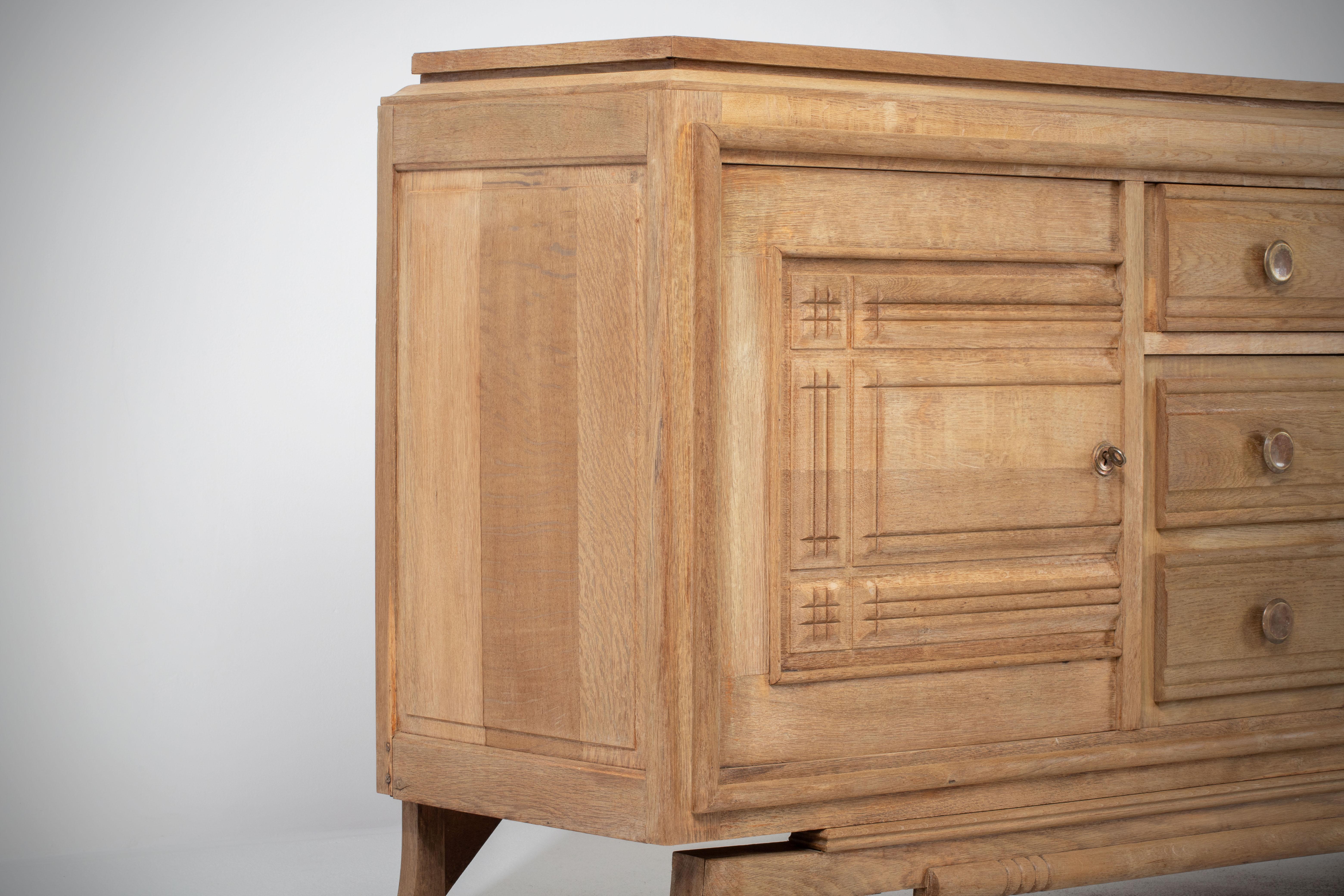 Raw Solid Oak Cabinet, France, 1940s For Sale 10