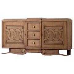Raw Solid Oak Cabinet, France, 1940s