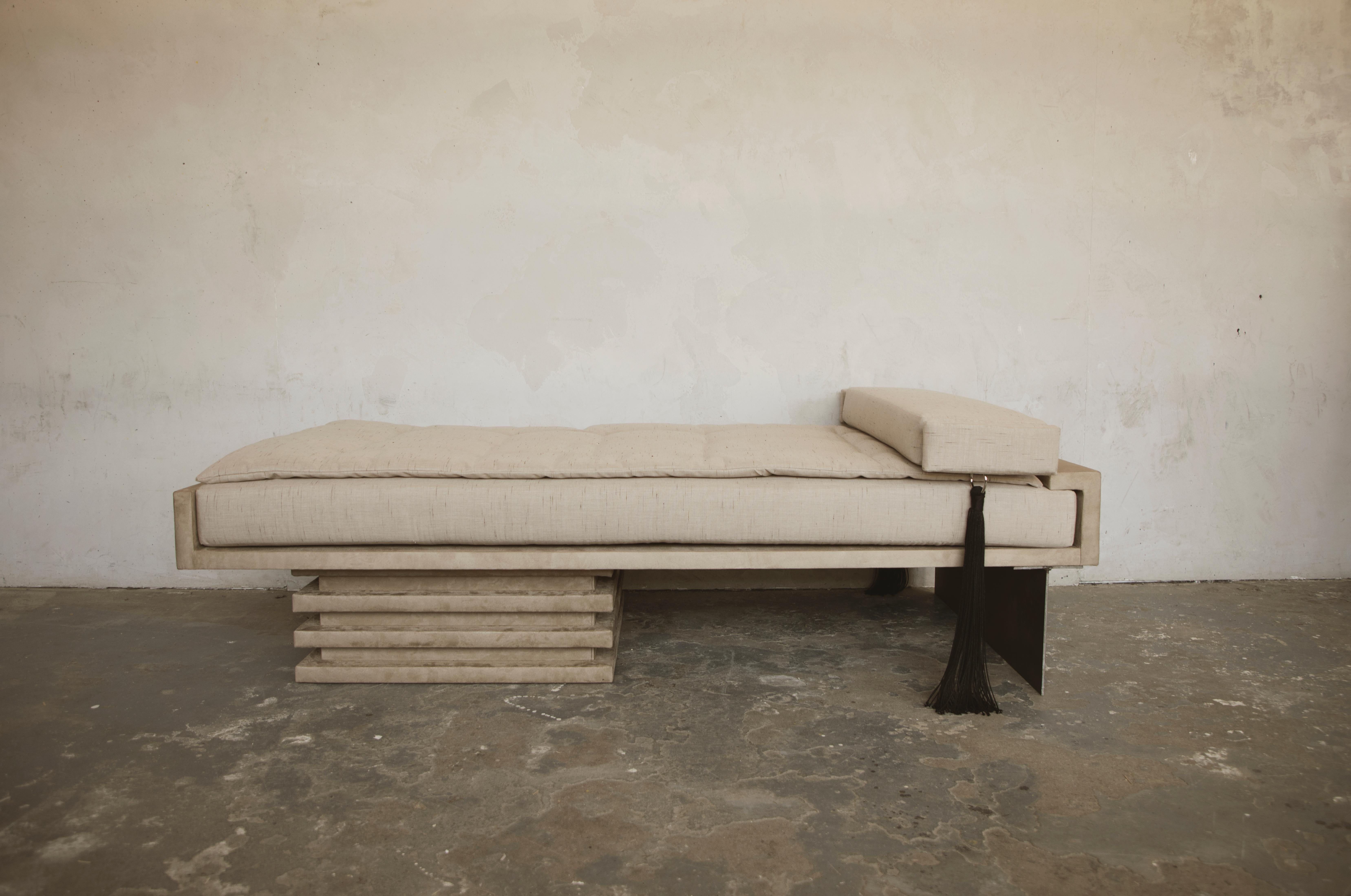 The Bacchanal Daybed features both unconventionality and comfortability with a hint of sensuality. 

*Please note this piece is considered custom as we only accept COM (Customers Own Material) and is made-to-order.

*Please also note shipping is not