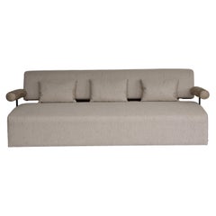 Raw Steel and Upholstered Oak, Contemporary, Sculptural, Pisa Sofa