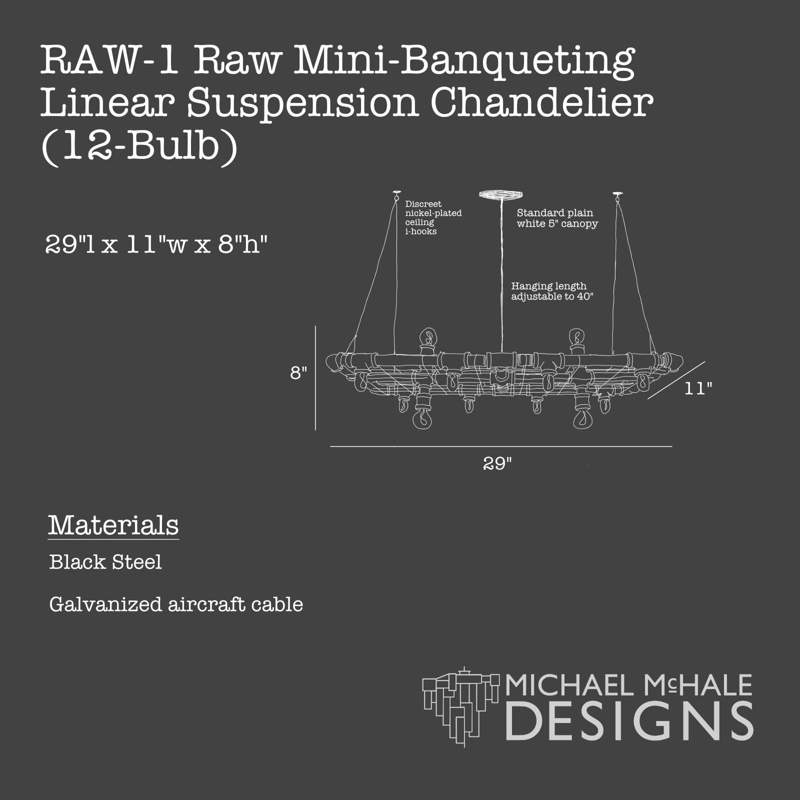 American Raw Steel Banqueting Short Linear Suspension