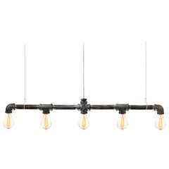 Raw Steel Bar 5-Light Linear Suspension