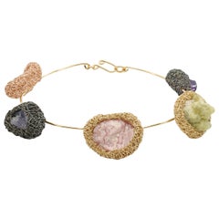 A Stone One-off 14 Kt Gold F & Blackened Silver Necklace by the Artist