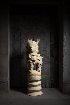 Raw stoneware sculpture entitled « Jeune Cerf » by Laurent Dufour, 2026.