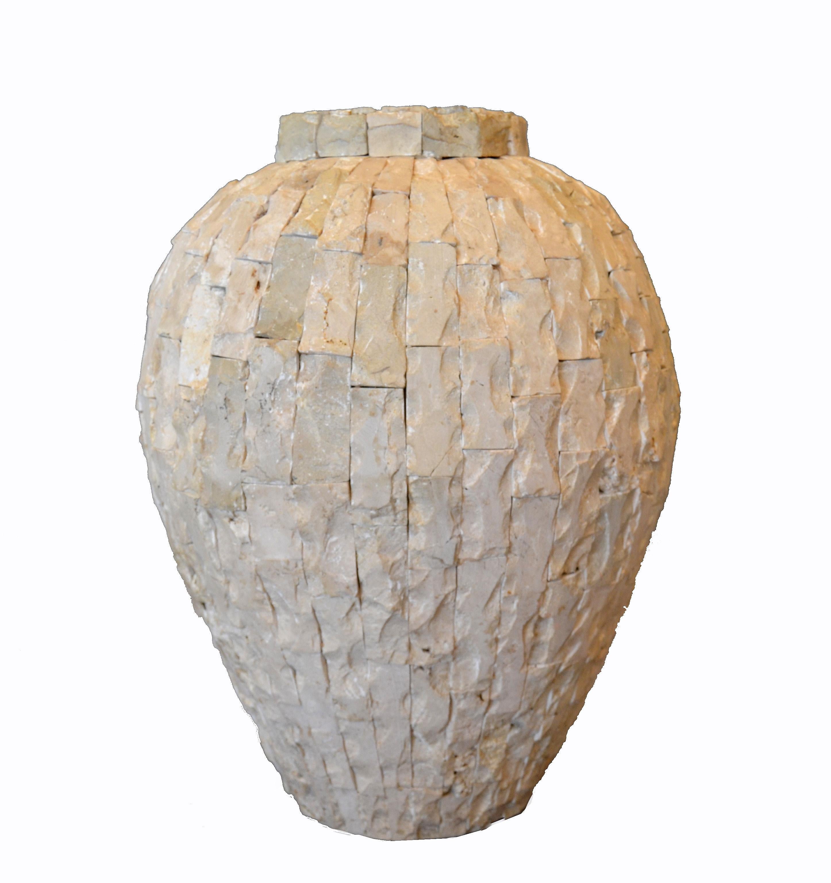 Raw Tessellated Fossil Stone Floor Vase 1