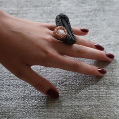 Raw Tourmaline and Pink Aventurine Cocktail Ring by Sheila Westera in Stock
