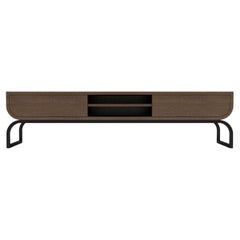 Raw TV Console - Modern TV Console in Natural Wenge with Wrought Iron Base