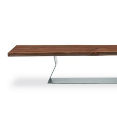 Raw Wood Slat Bench in Solid Walnut Wood