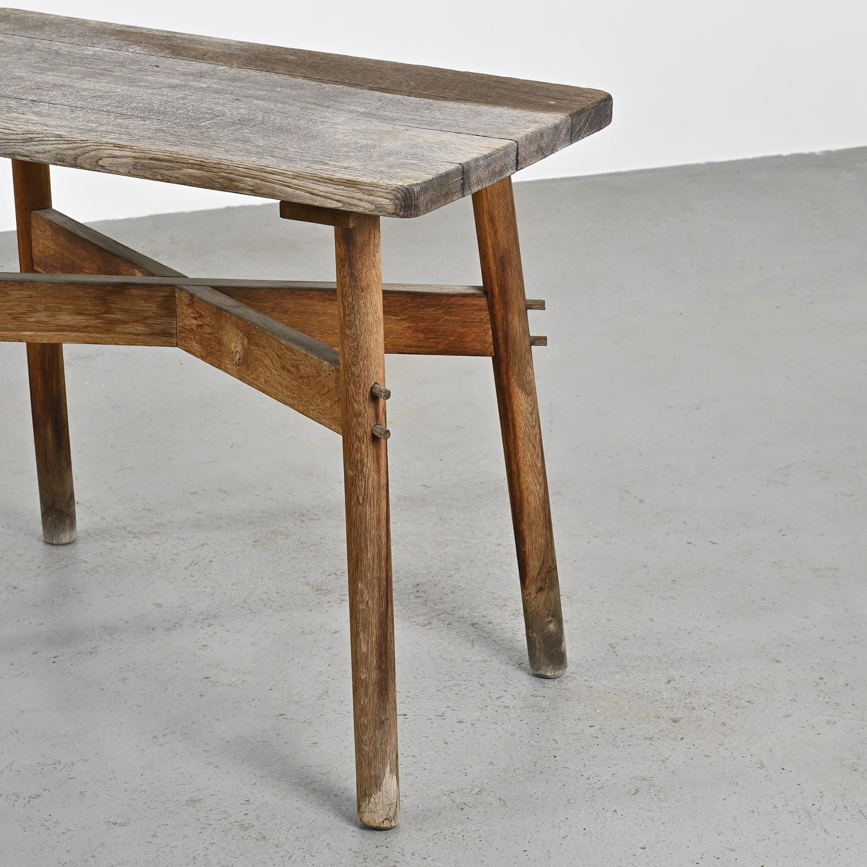 French Raw wood table, France circa 1950 For Sale