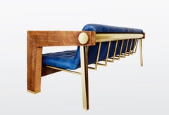 Rawdeco Sofa aus indigo-gefärbtem Rindsleder und Kiefer von Cam Crockford
