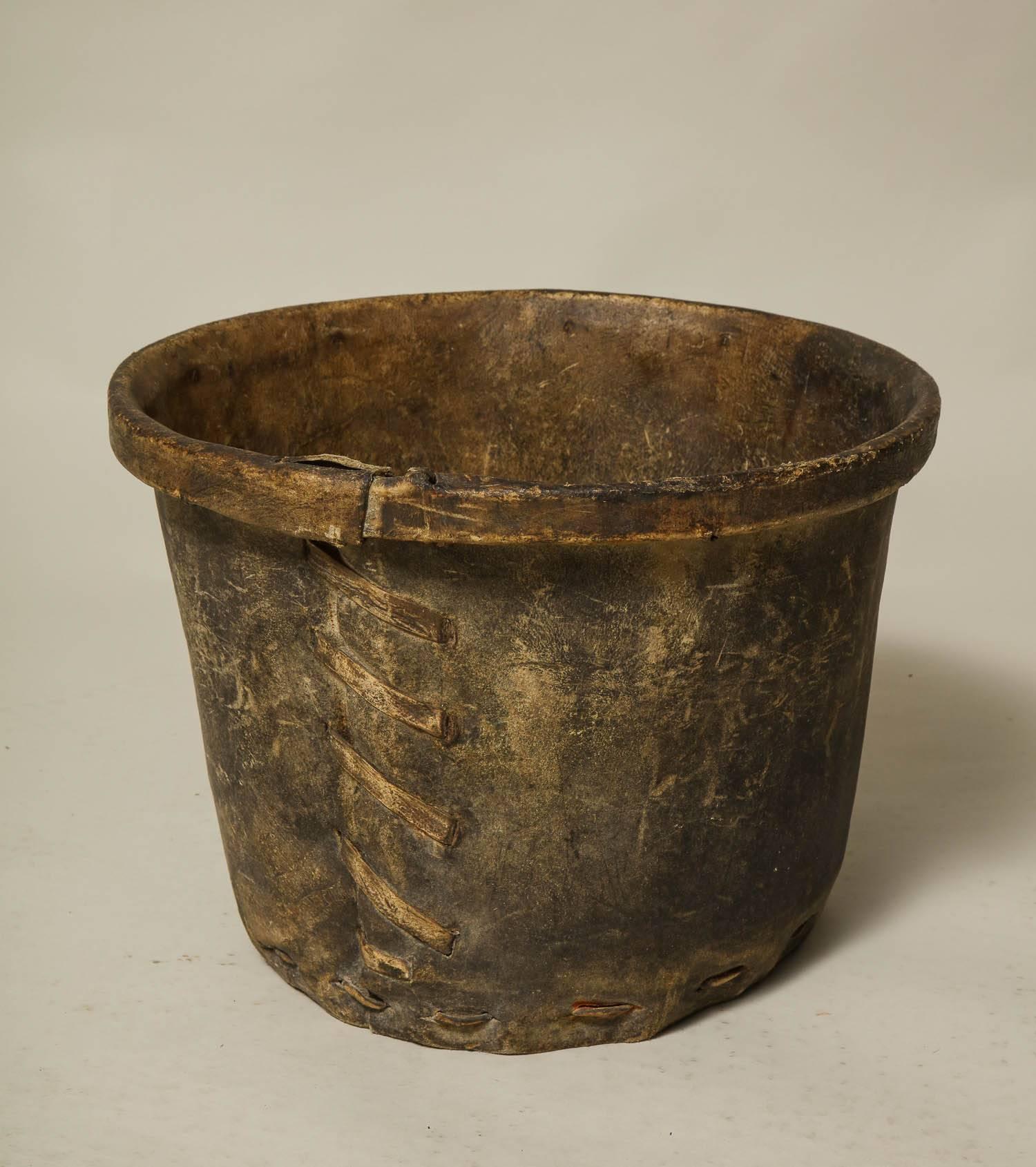 Rustic Rawhide Log Bucket