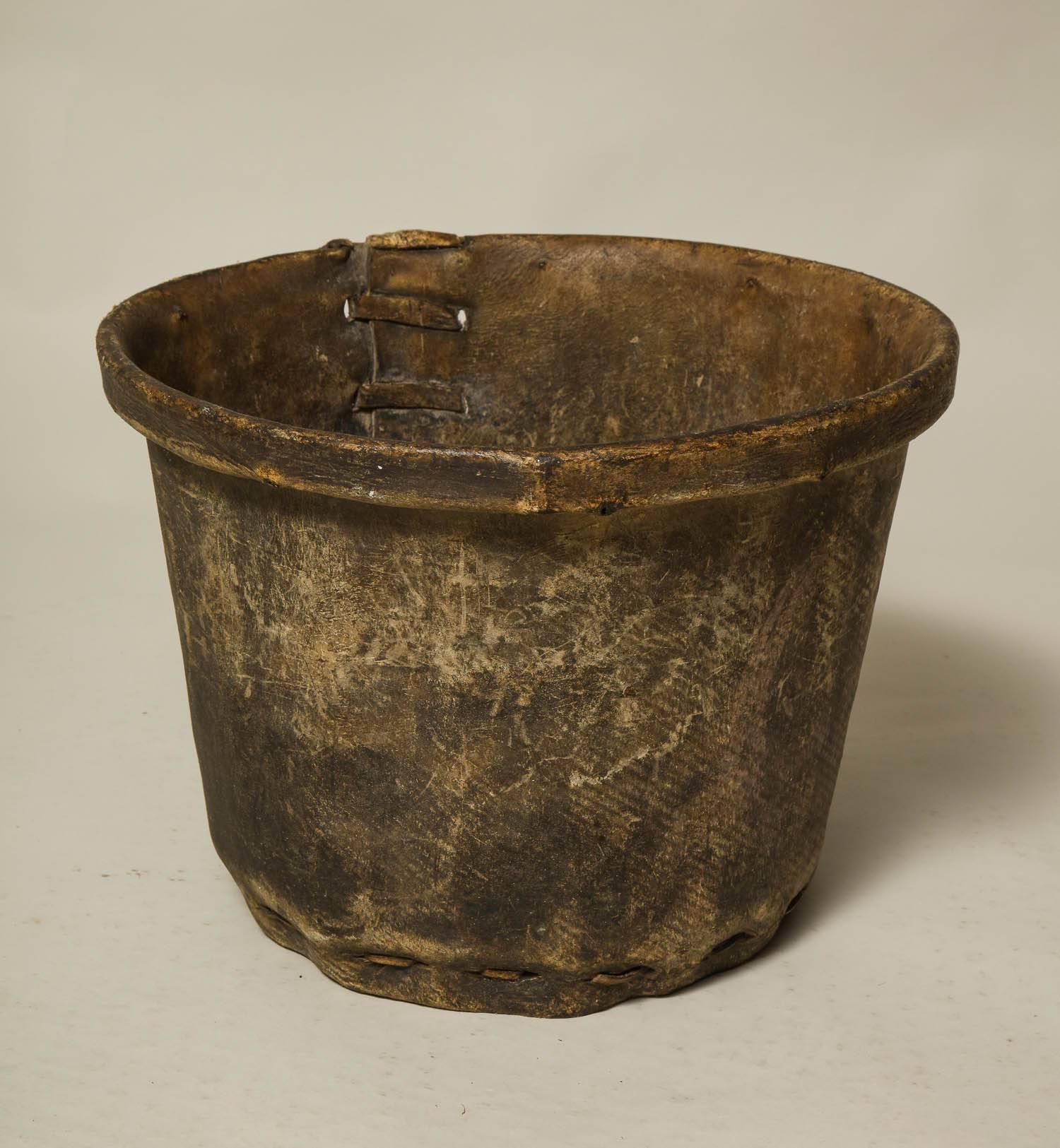 19th Century Rawhide Log Bucket