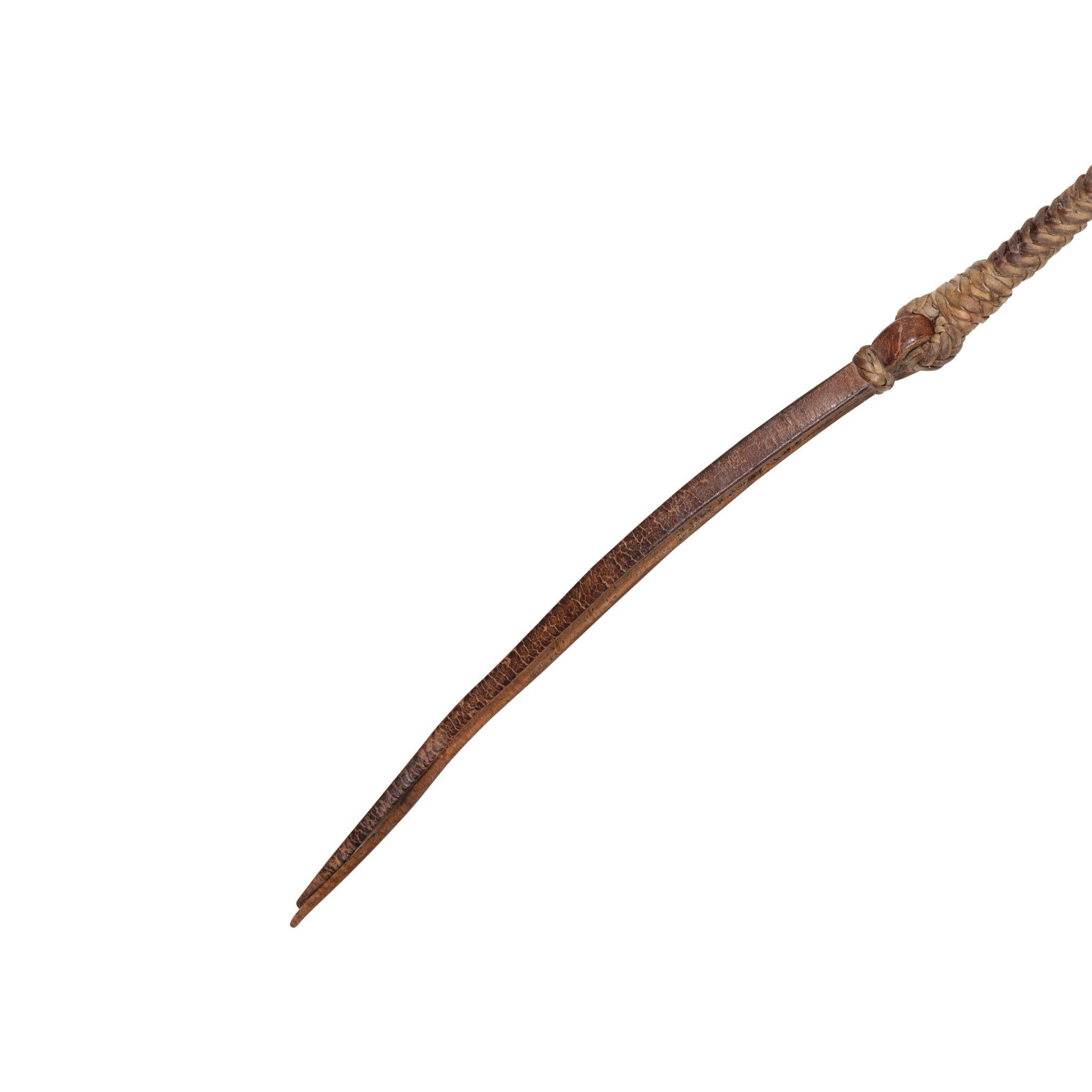 Rawhide braided quirt with lead filled handle. Nice patina.

Period: Last quarter 19th century

Origin: Montana

Size: 17
