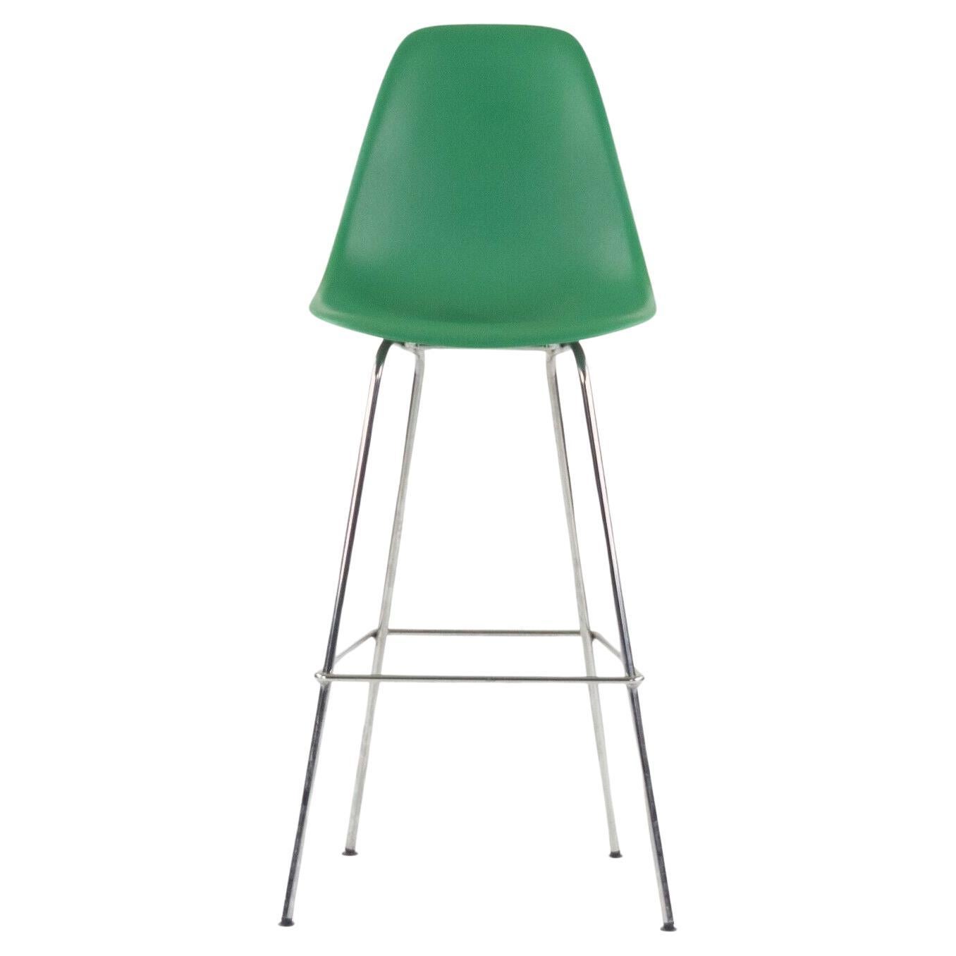 Ray and Charles Eames Herman Miller Molded Shell Bar Stool Chair Kelly Green For Sale