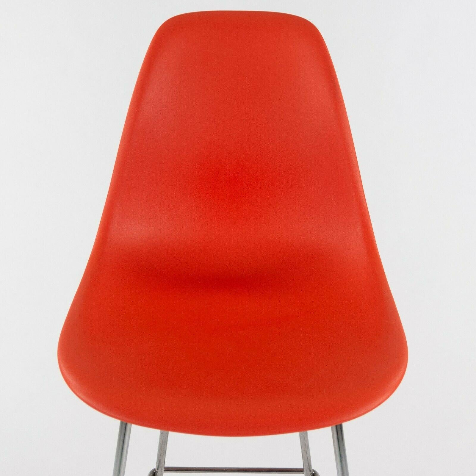 Ray and Charles Eames Herman Miller Molded Shell Bar Stool Chair Red/Orange 2