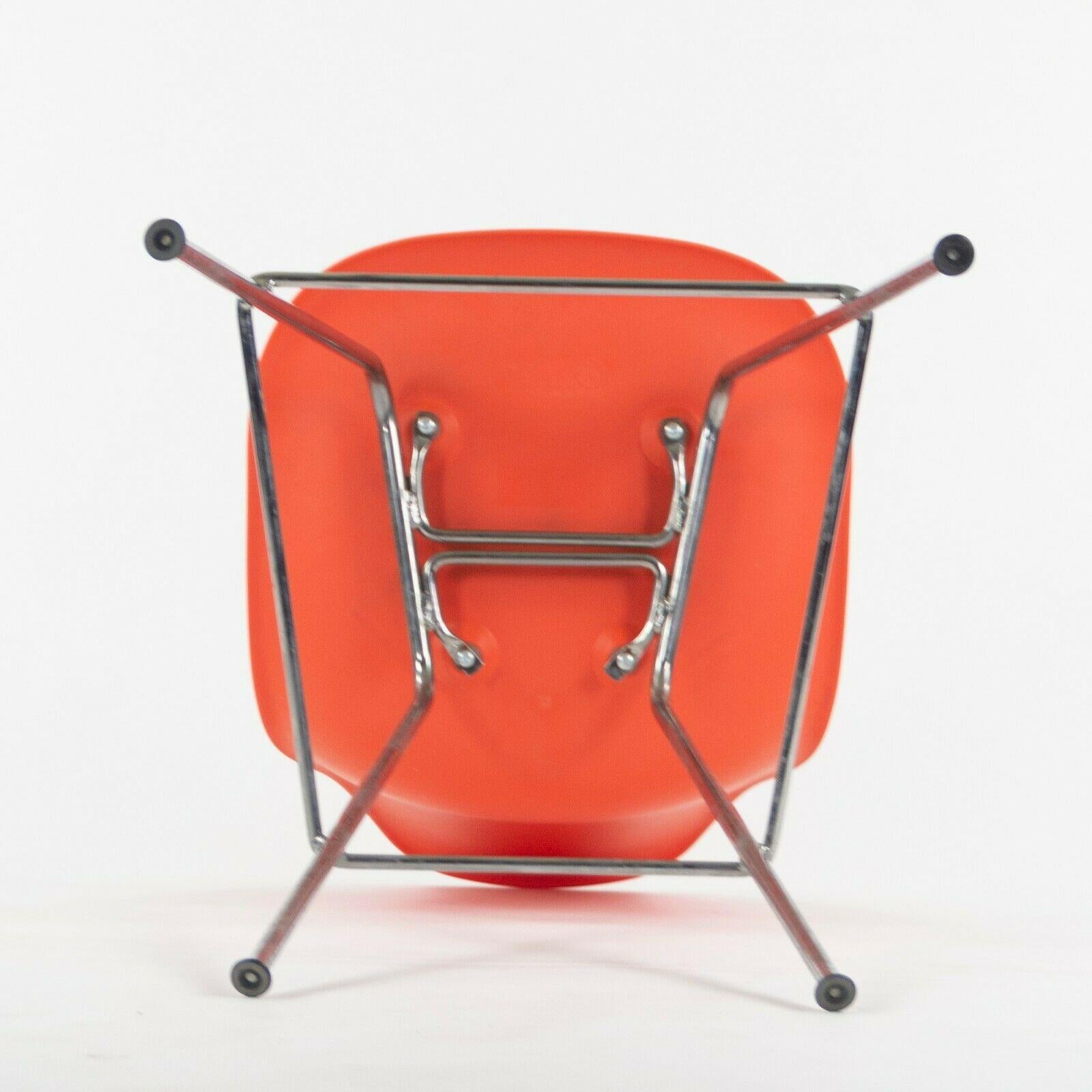Polyester Ray and Charles Eames Herman Miller Molded Shell Bar Stool Chair Red/Orange