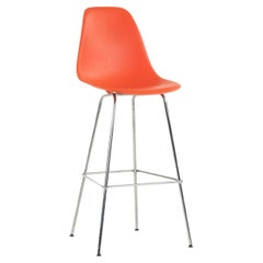 Ray and Charles Eames Herman Miller Molded Shell Bar Stool Chair Red/Orange