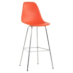 Used Ray and Charles Eames Herman Miller Molded Shell Bar Stool Chair Red/Orange