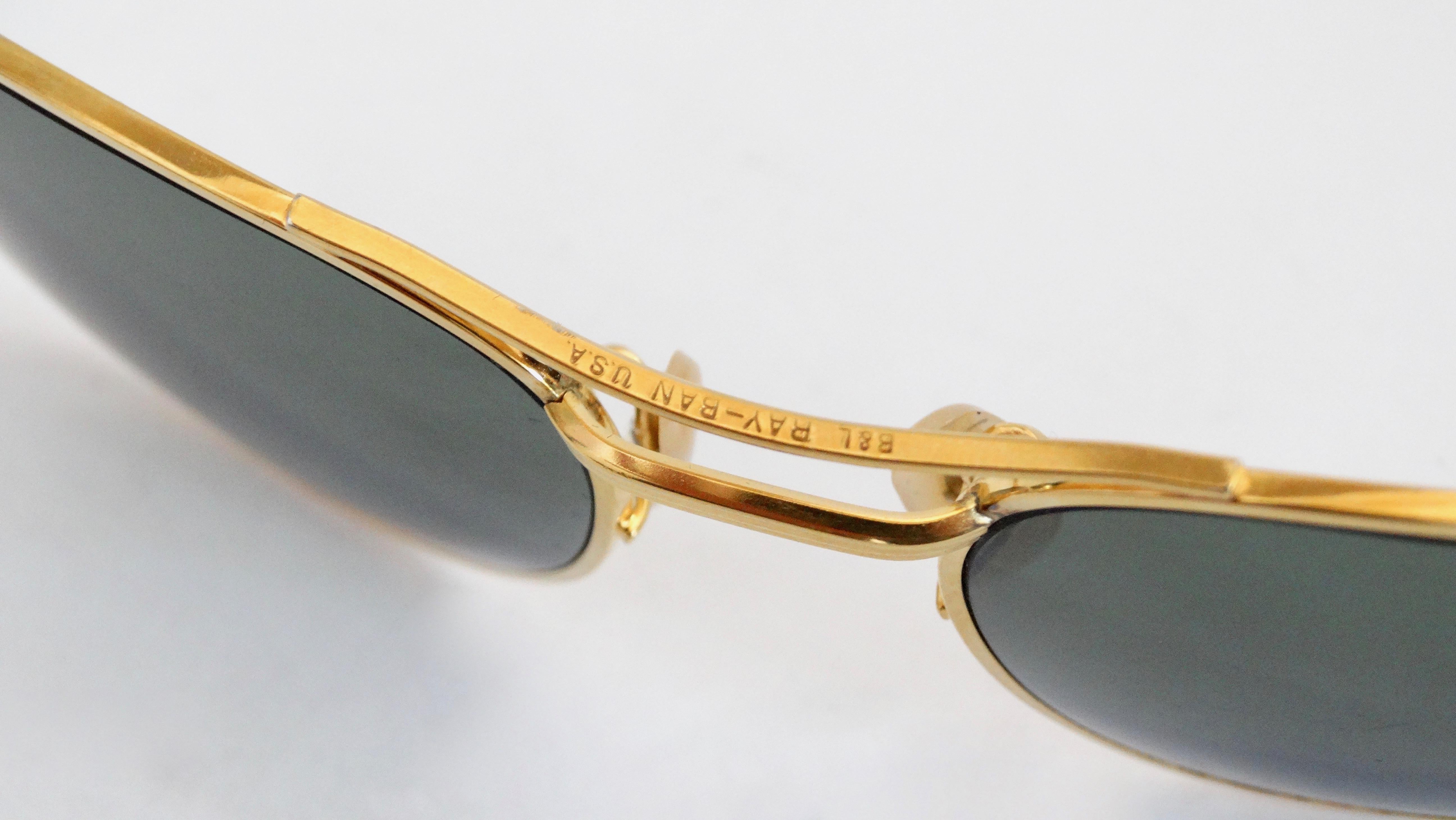 Gray Ray Ban 1950s Signet Gold Frame Sunglasses 