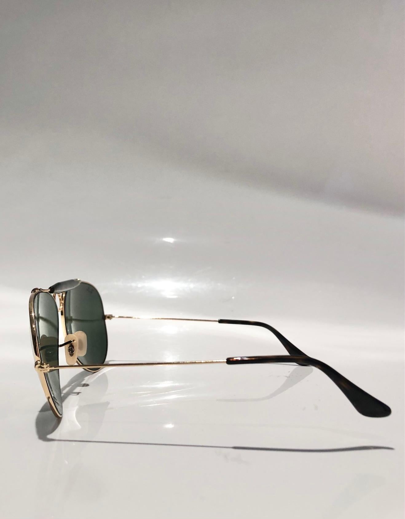 Gray Ray Ban Aviator Shooter Gold Frame Sunglasses 