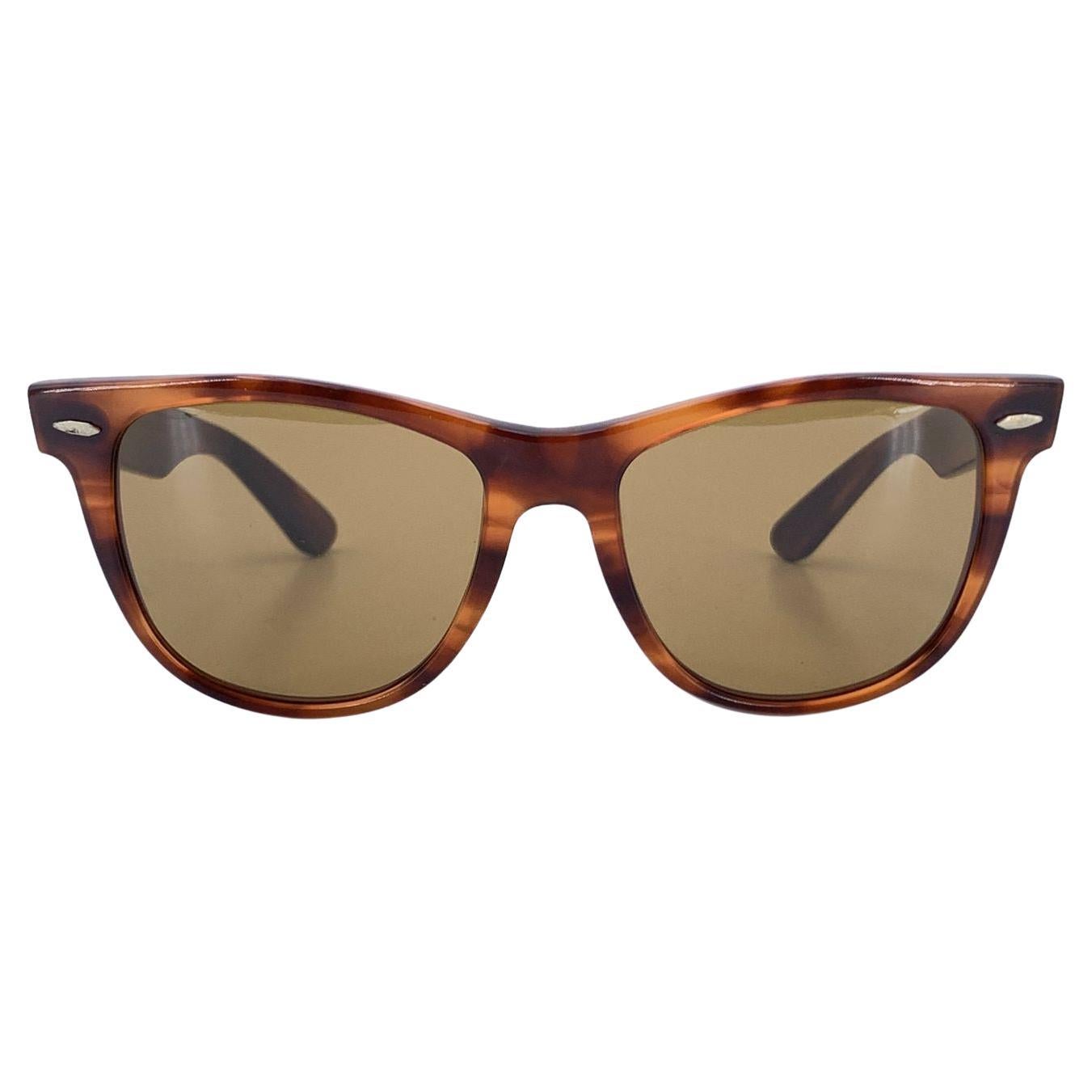 Ray-Ban B&L Brown Acetate Wayfarer II Sunglasses 53/14 140 mm For Sale