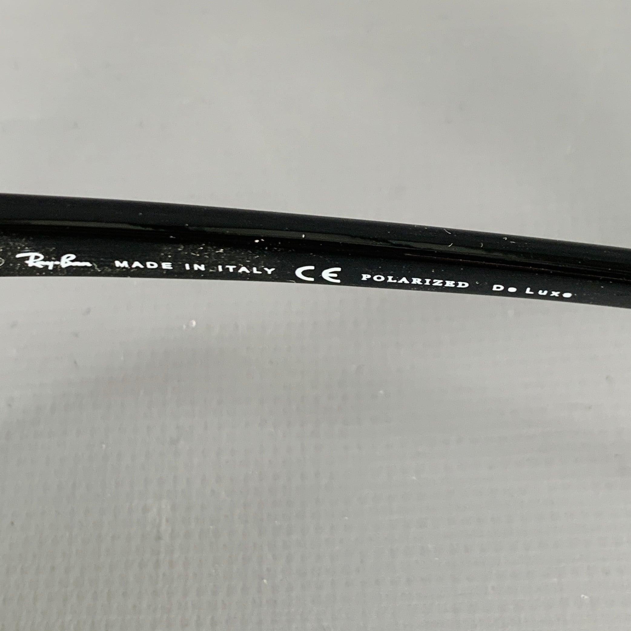 RAY-BAN Black Acetate Wrap Around Polarized Sunglasses 2