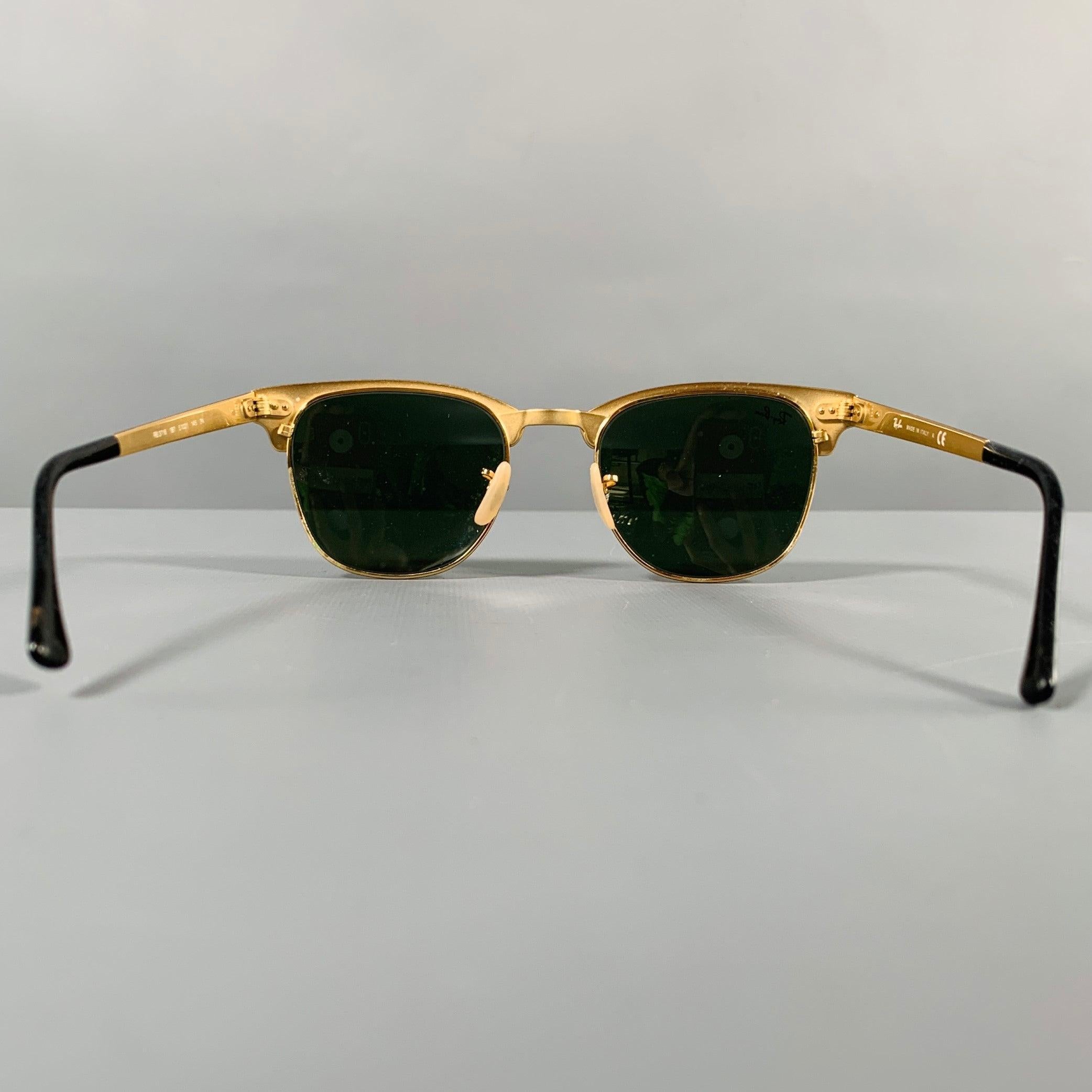 RAY-BAN Black Gold -Clubmaster Classic- Sunglasses In Excellent Condition For Sale In San Francisco, CA