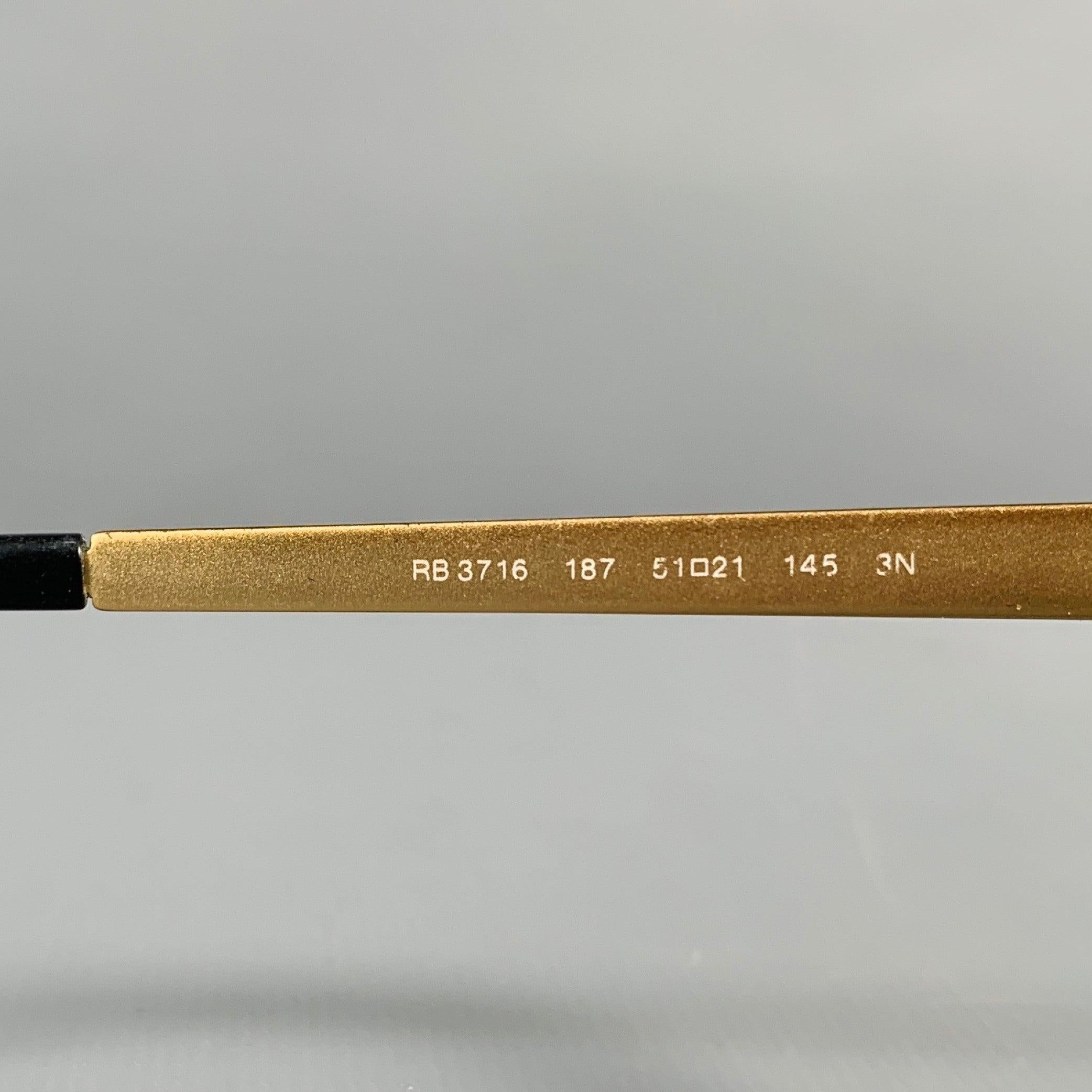 RAY-BAN Black Gold -Clubmaster Classic- Sunglasses For Sale 1