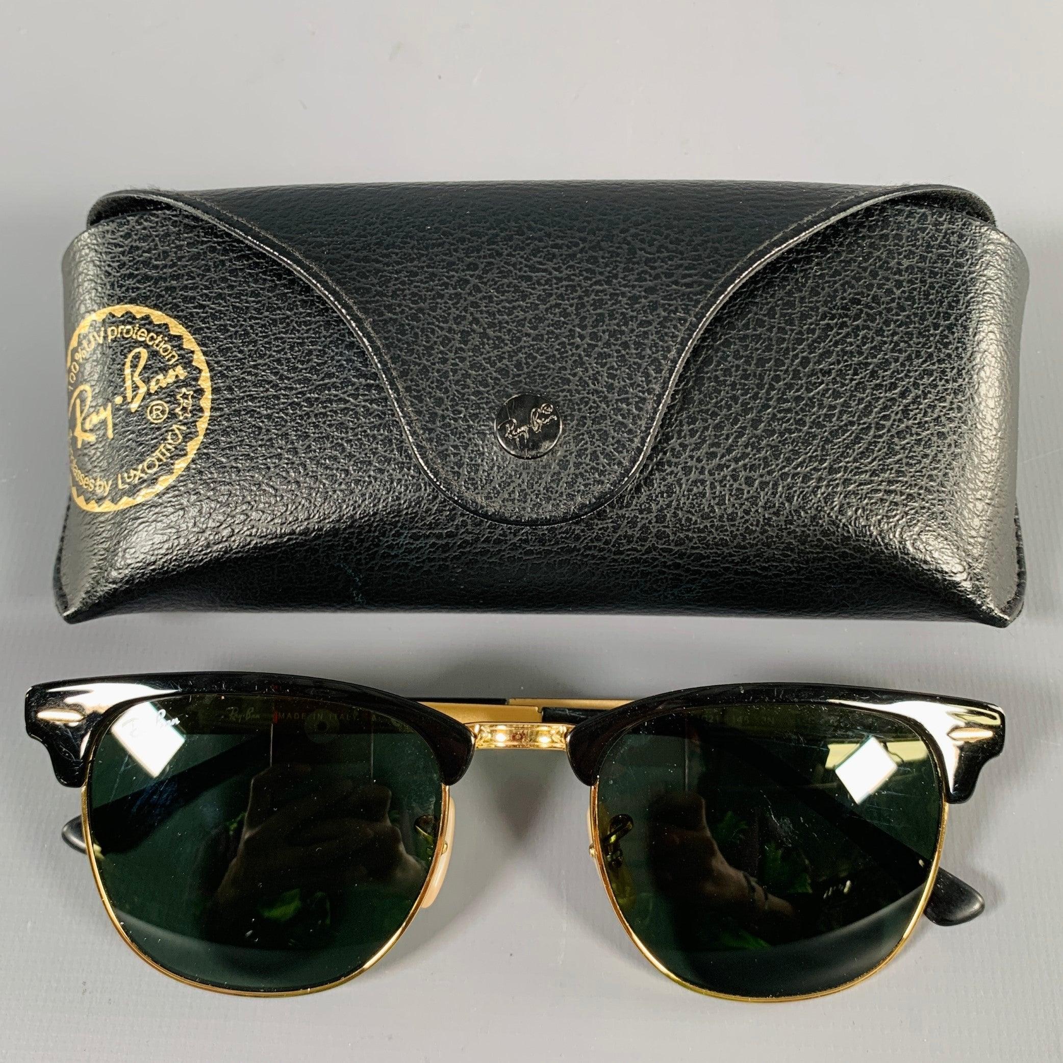 RAY-BAN Black Gold -Clubmaster Classic- Sunglasses For Sale 3