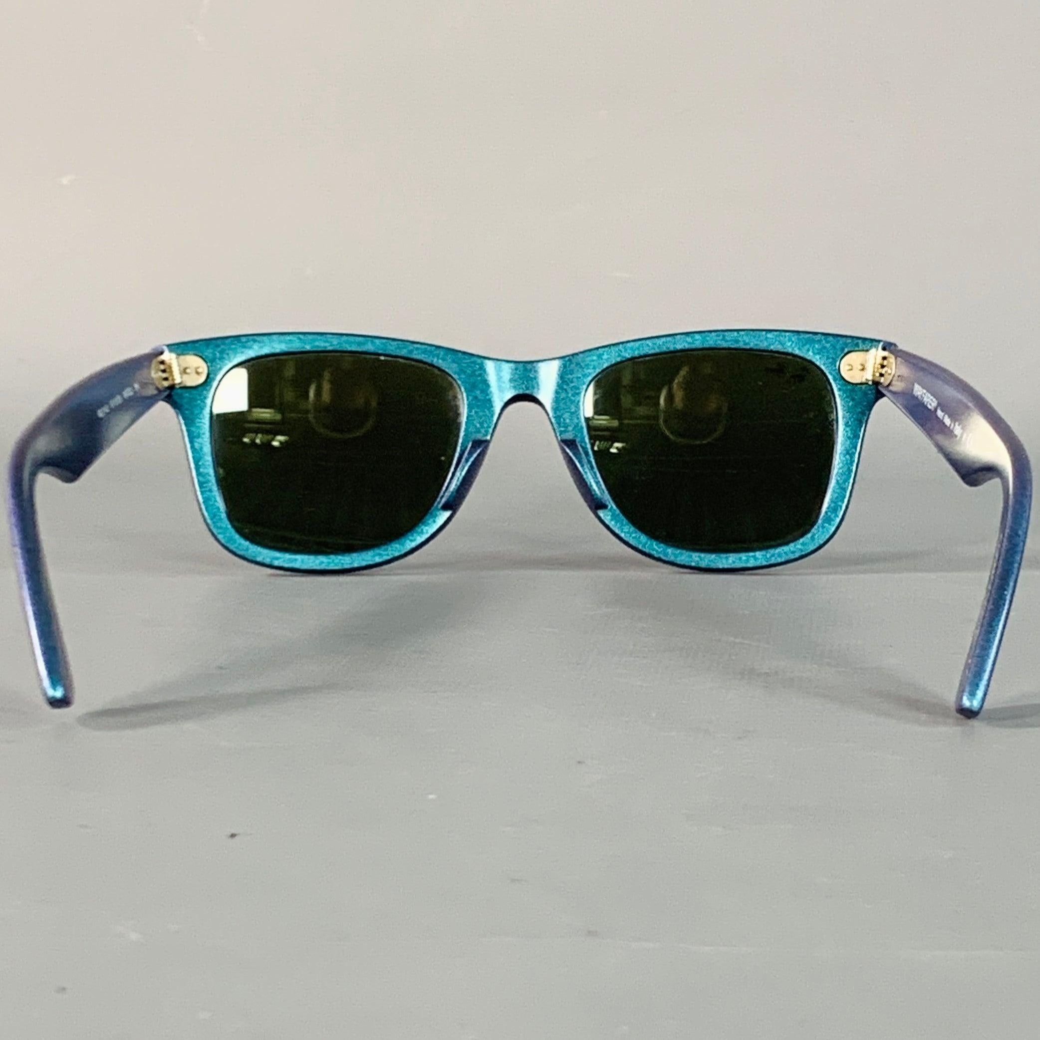 RAY-BAN COSMO COLLECTION One Size Blue Glitter Acetate Mirrored Sunglasses In condizioni ottime a San Francisco, CA