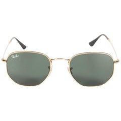 Ray-Ban Gold Metal Frame Hexagonal Sunglasses